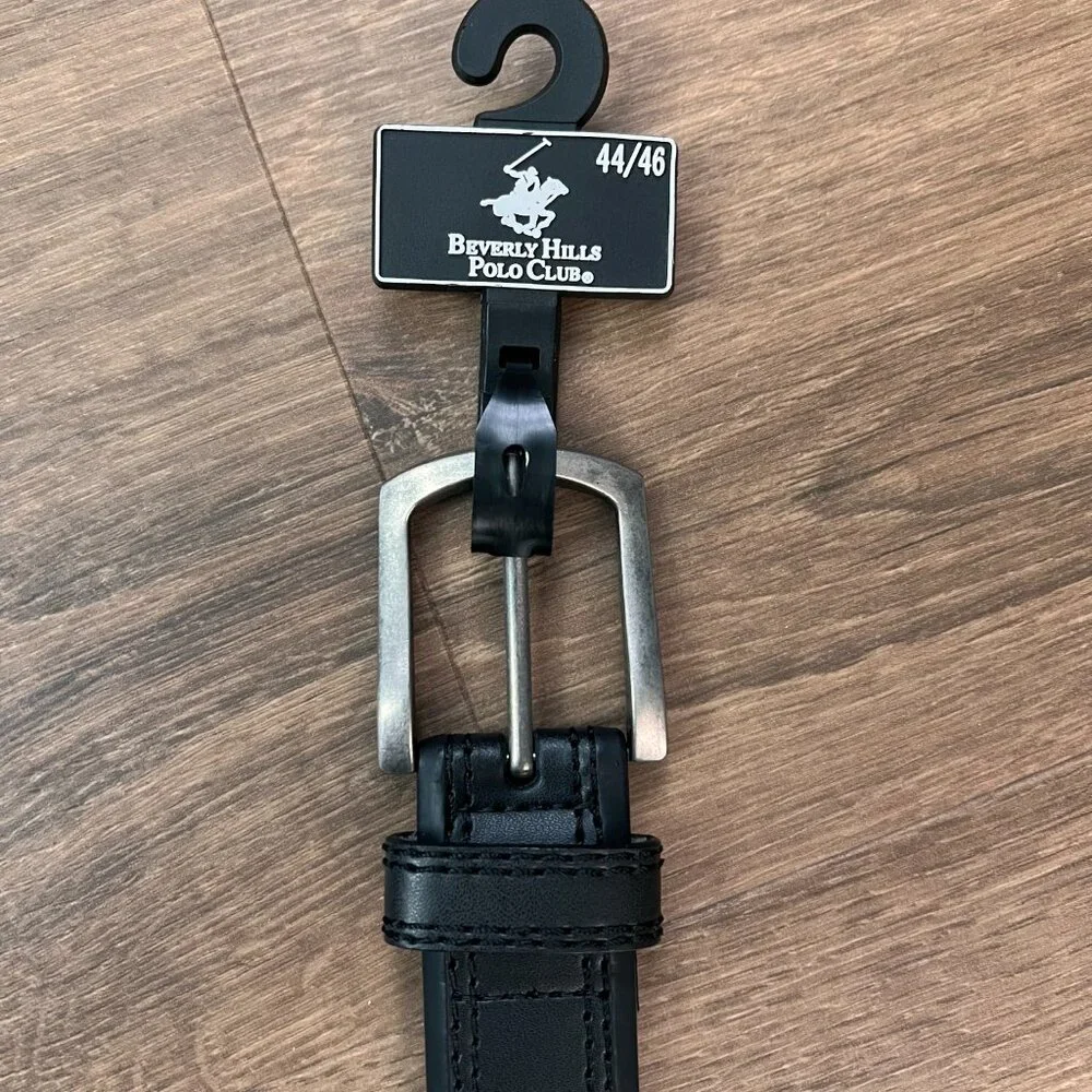 NEW Beverly Hills Polo Club Black Silver Belt 44/46